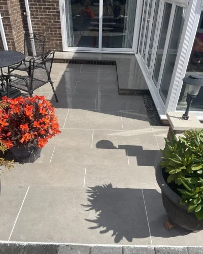 Porcelain patio installation completed by Moore &Son Bricklaying Ltd