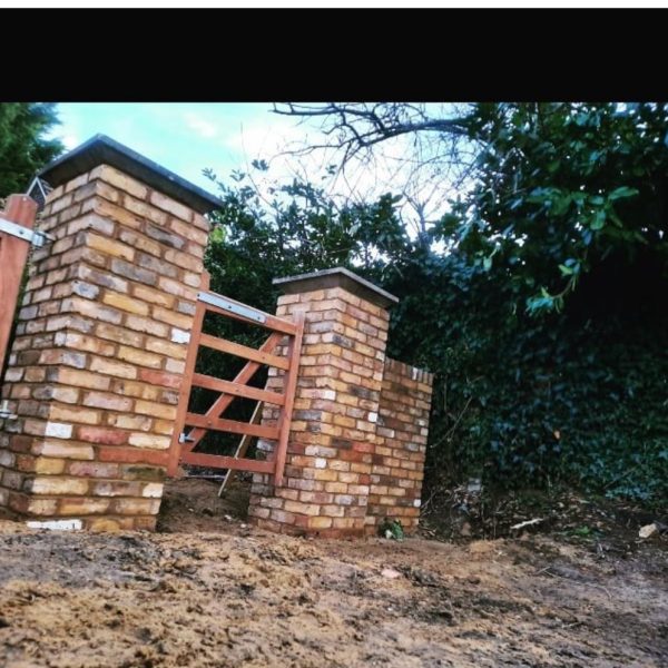 Brick garden wall with pillars in Fair Oak Eastleigh