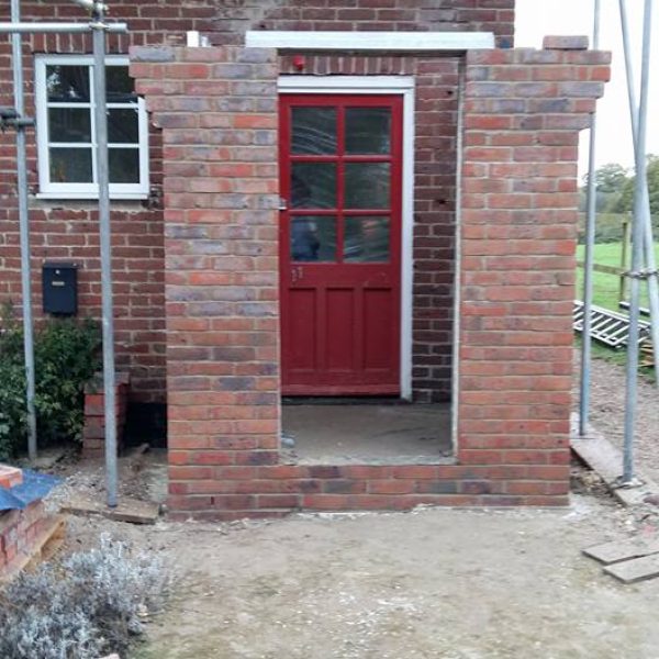 Brick porch constructed at a residential property in Fair Oak, Eastleigh, Hampshire